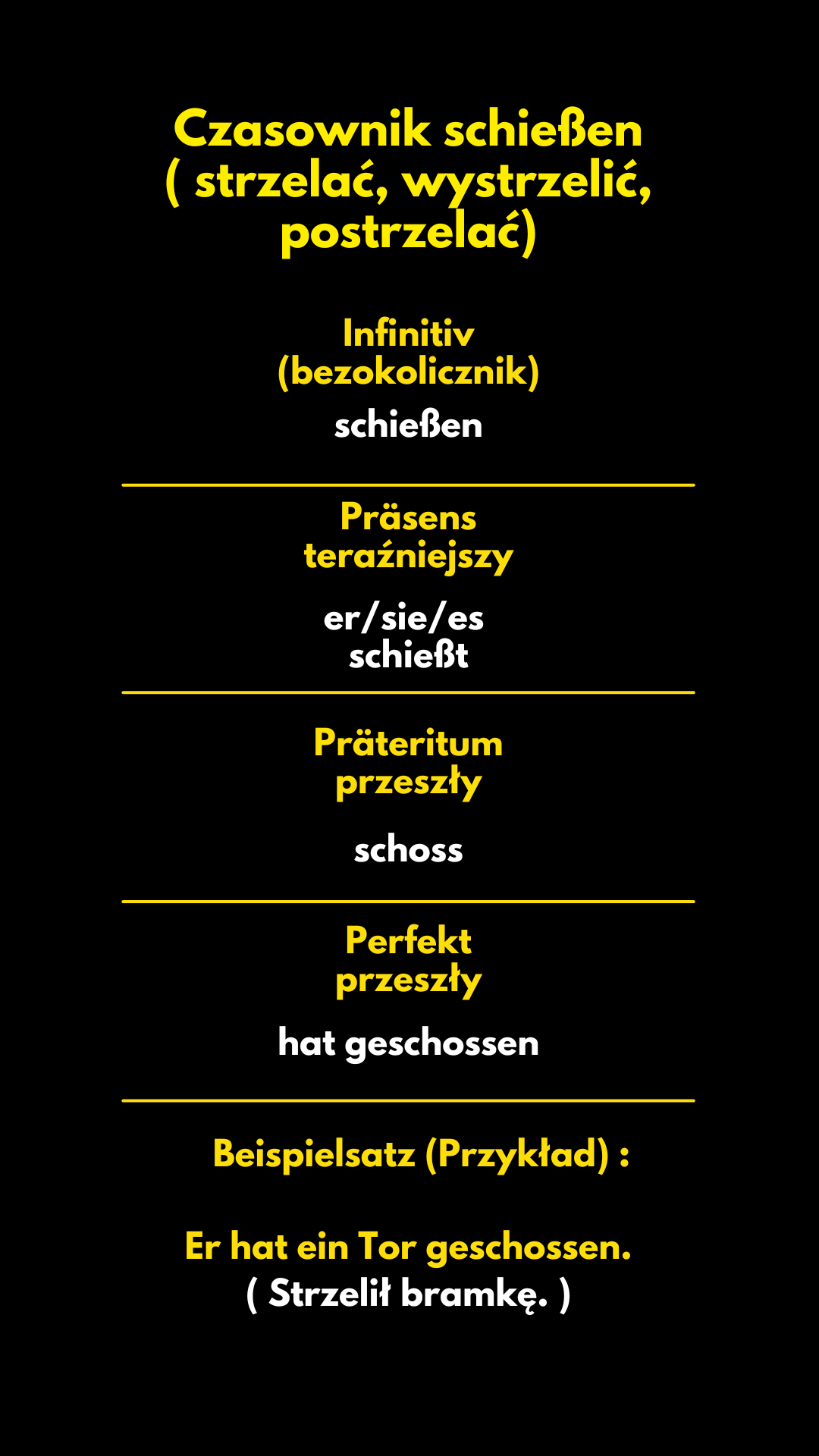 Czasownik schießen - strzelać, wystrzelić, postrzelać